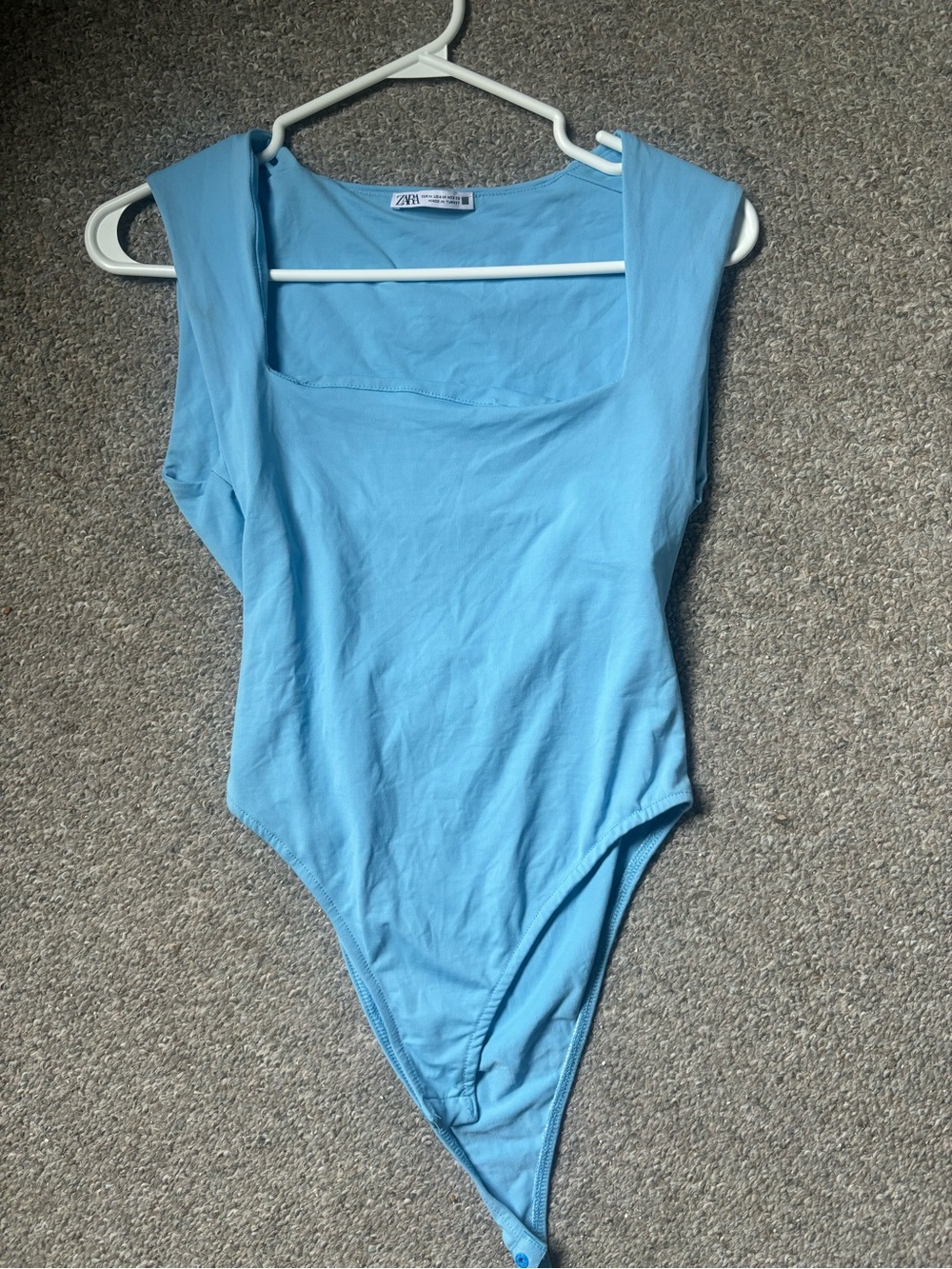 Zara Sky Blue Square Neck Bodysuit